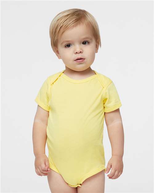 Soft Cotton Baby Onesie — Short Sleeve Infant Bodysuit - Butter - Front