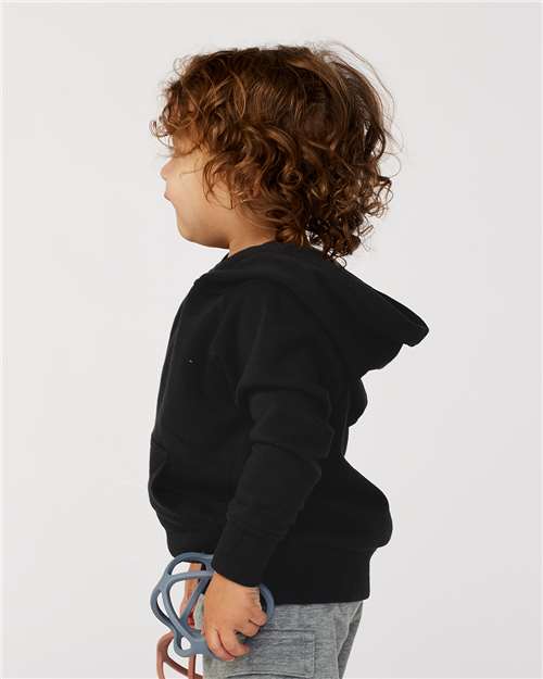 Toddler Hooded Raglan Sweatshirt — Kids Hoodie [2T-5T] - Black - Side