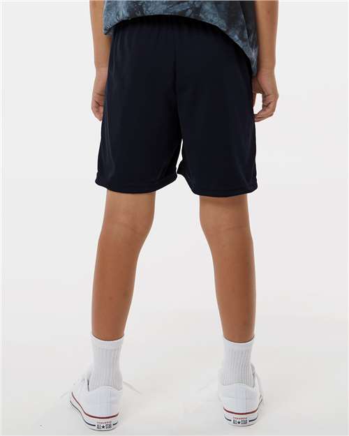 Youth Athletic Shorts — Kids Active Bottoms [XS-XL] - Black - Back