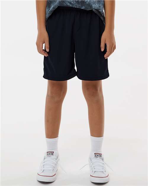 Youth Athletic Shorts — Kids Active Bottoms [XS-XL] - Black - Front