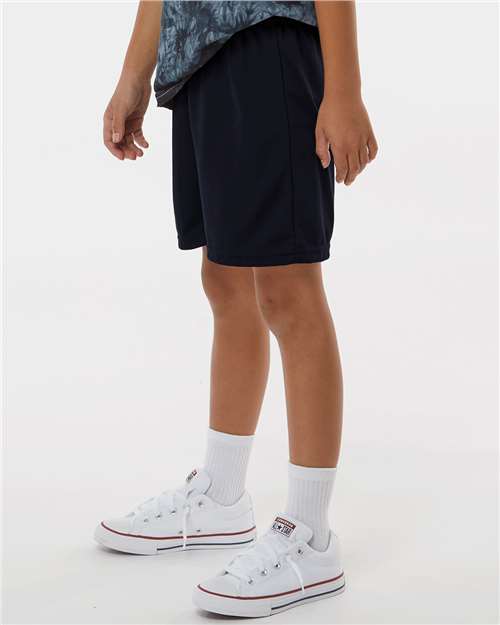 Youth Athletic Shorts — Kids Active Bottoms [XS-XL] - Black - Side