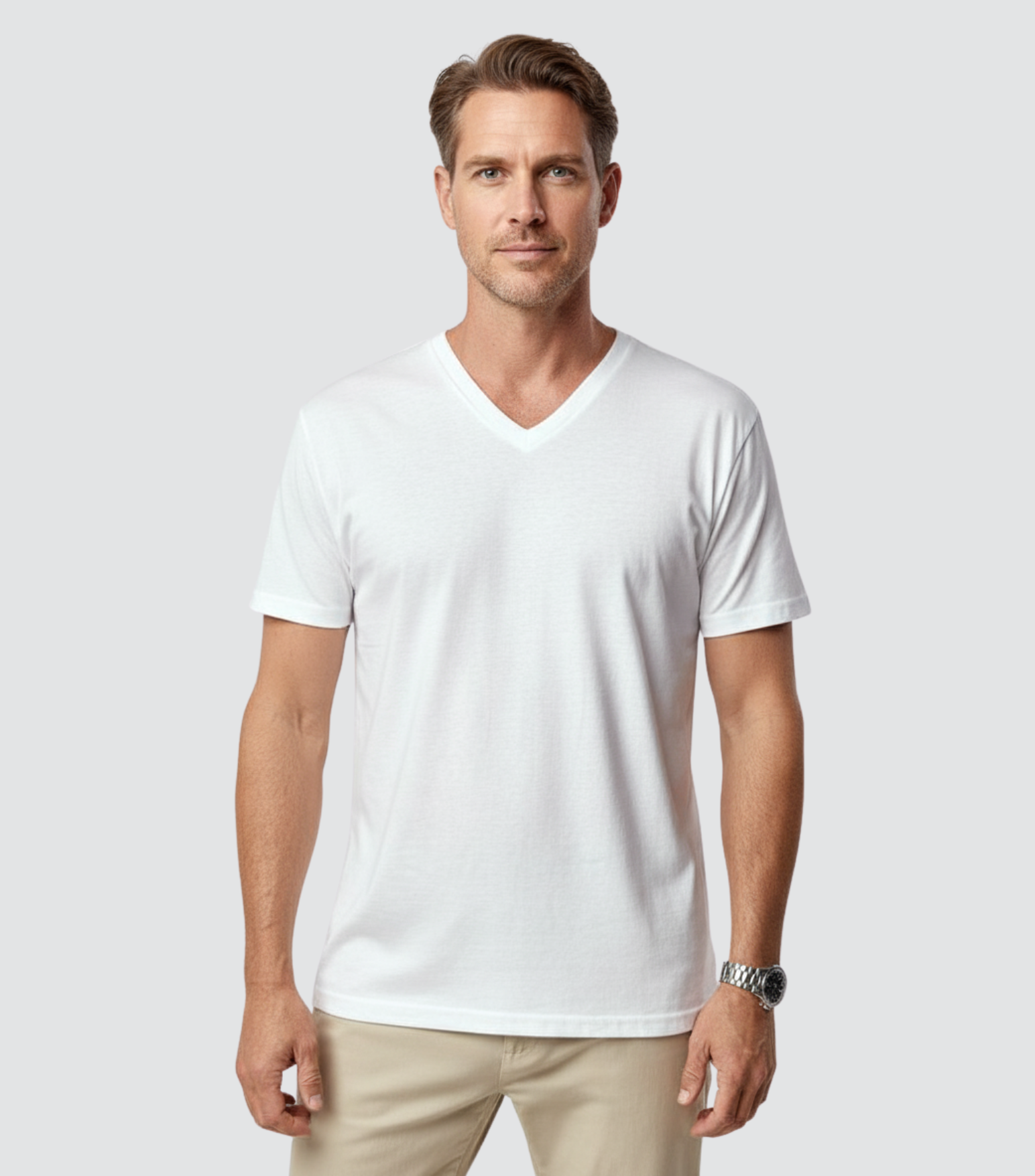 Men's V-Neck T-Shirt 6-Pack, 60% Cotton | ComfyThreads S / Black | Carbon | Navy | Millitary Green | Heather Grey Men's V-Neck T-Shirt 6-Pack, 60% Cotton | ComfyThreads S / Black | Carbon | Navy | Millitary Green | Heather Grey