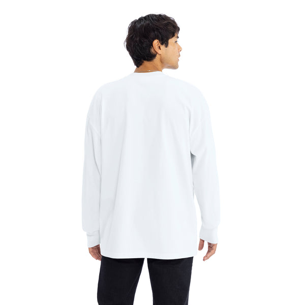 Heavyweight Cotton Long Sleeve T-Shirt - White - The American Threads