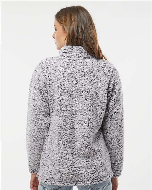 J. America 8451 Women's Varsity Jacket - Black Heather - Back