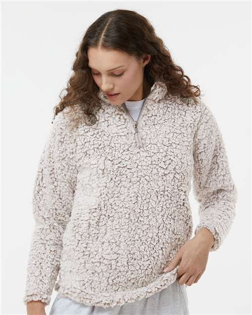 J. America 8451 Women's Varsity Jacket - Oatmeal Heather - Front