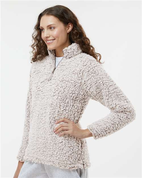 J. America 8451 Women's Varsity Jacket - Oatmeal Heather - Side