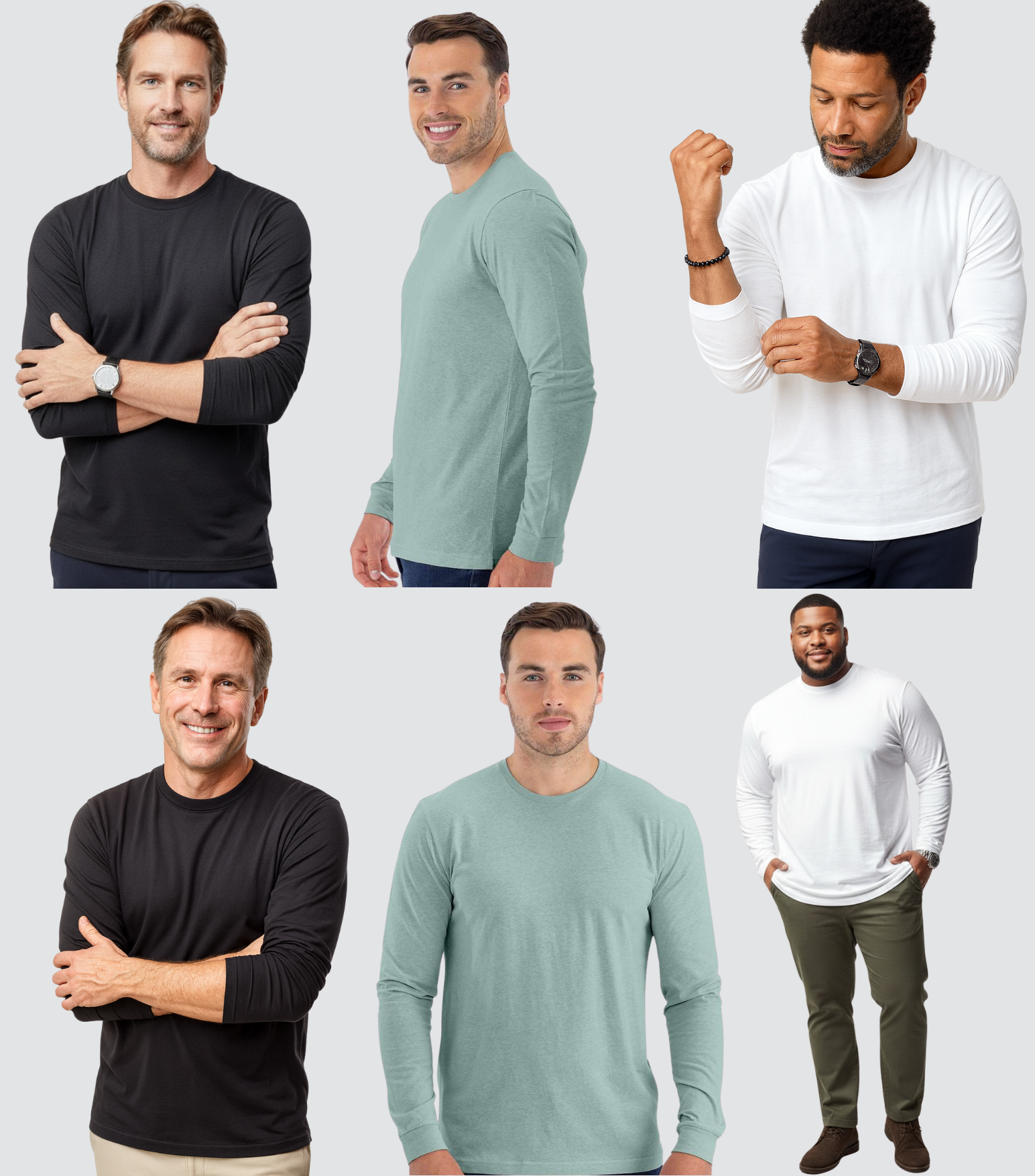 Men's Long Sleeve T-Shirt - Black and White