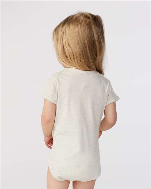 Soft Cotton Baby Onesie — Short Sleeve Infant Bodysuit - Natural Heather - Back