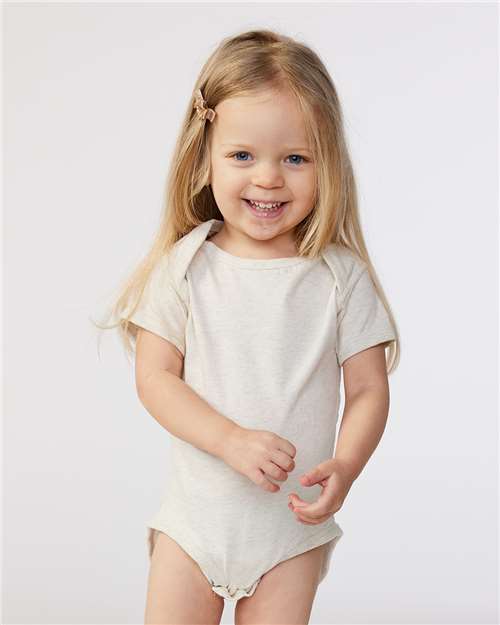 Soft Cotton Baby Onesie — Short Sleeve Infant Bodysuit - Natural Heather - Front