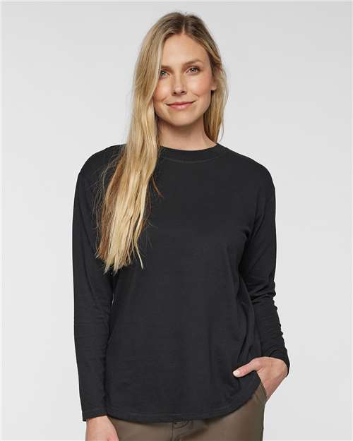 LAT 3508 Women's Relaxed Vintage Wash T-Shirt - Black - Front