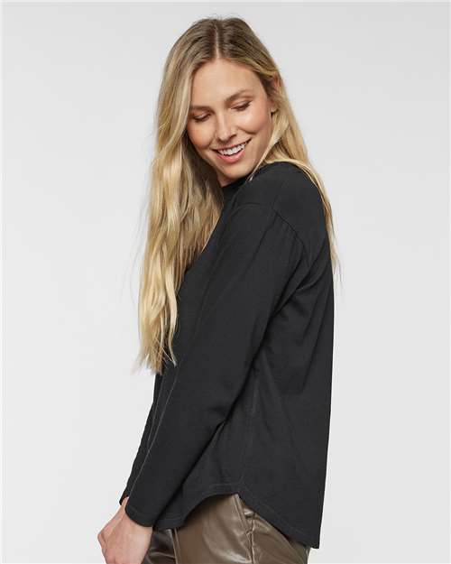LAT 3508 Women's Relaxed Vintage Wash T-Shirt - Black - Side