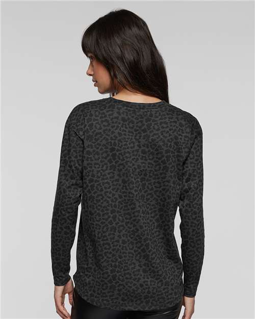LAT 3508 Women's Relaxed Vintage Wash T-Shirt - Black Leopard - Back