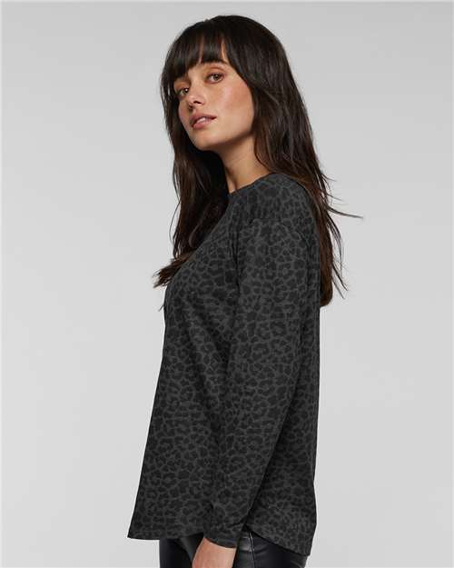 LAT 3508 Women's Relaxed Vintage Wash T-Shirt - Black Leopard - Side