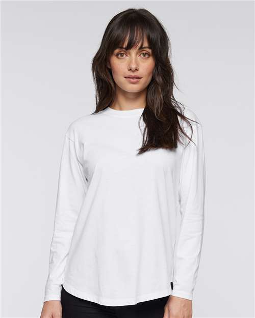 LAT 3508 Women's Relaxed Vintage Wash T-Shirt - White - Front