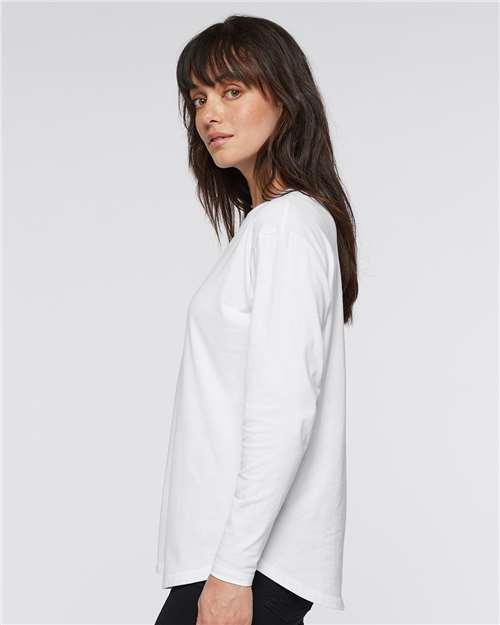 LAT 3508 Women's Relaxed Vintage Wash T-Shirt - White - Side