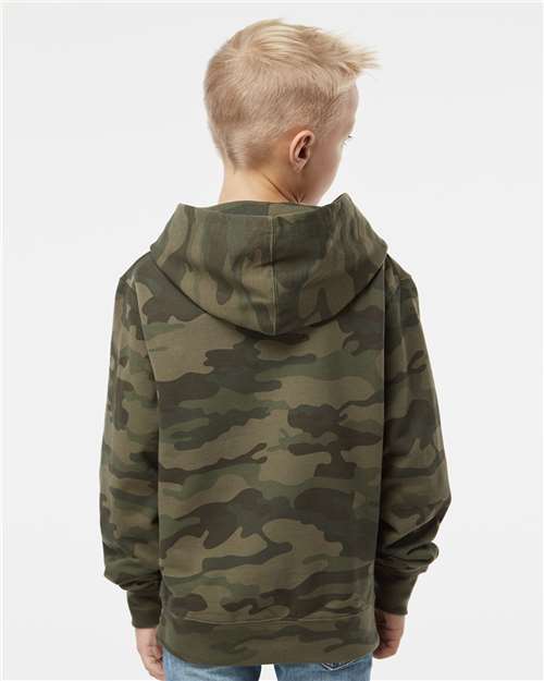 Youth Midweight Hoodie — Kids Pullover Sweatshirt [XS-XL] - Forest Camo - Back