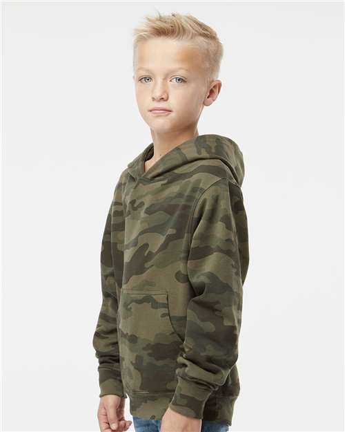 Youth Midweight Hoodie — Kids Pullover Sweatshirt [XS-XL] - Forest Camo - Side