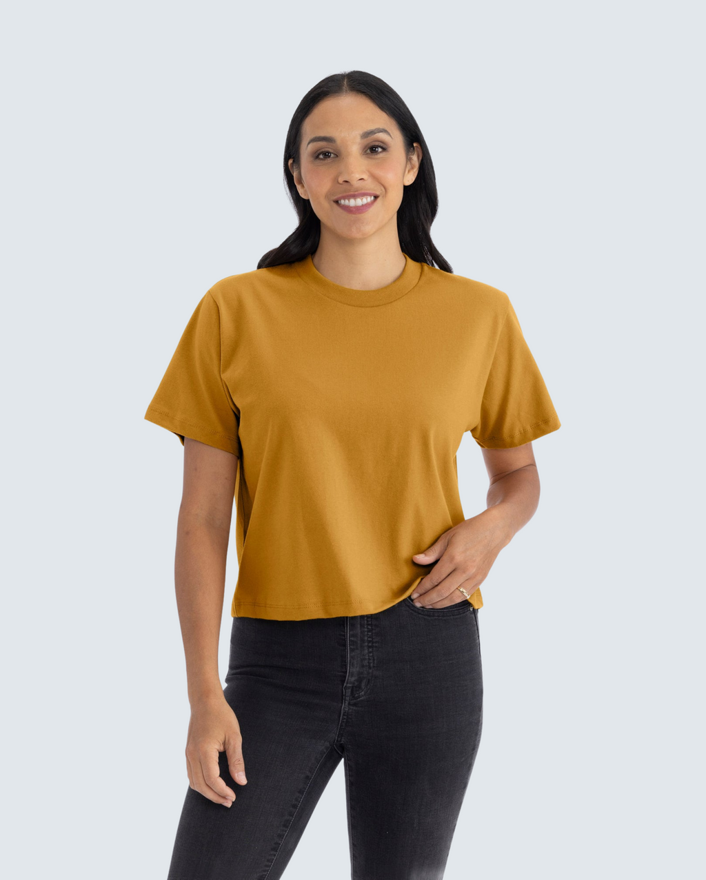 Women's Heavyweight High-Waist Boxy Tee - Antique Gold