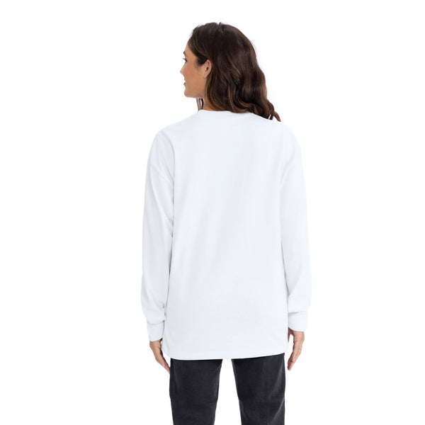 Heavyweight Cotton Long Sleeve T-Shirt - White - The American Threads