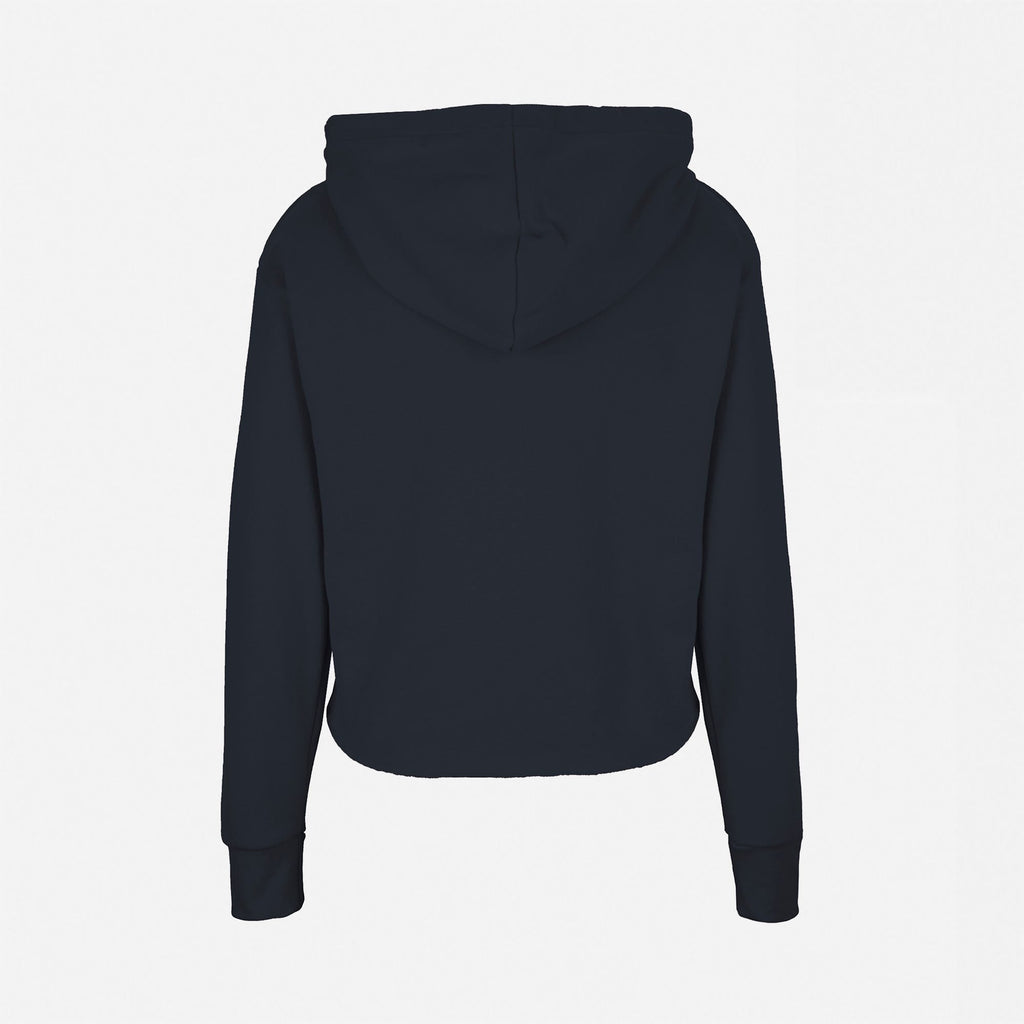 Women's Laguna Sueded Raw Edge Crop Hoodie - Midnight Navy - The American Threads