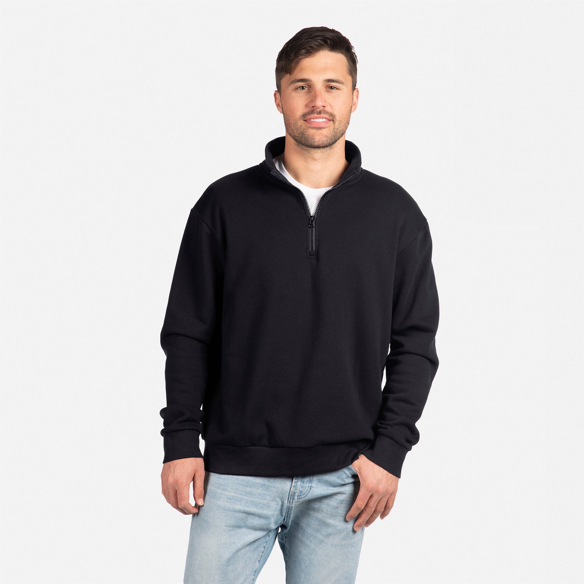 Fleece Quarter Zip - Black - The American Threads
