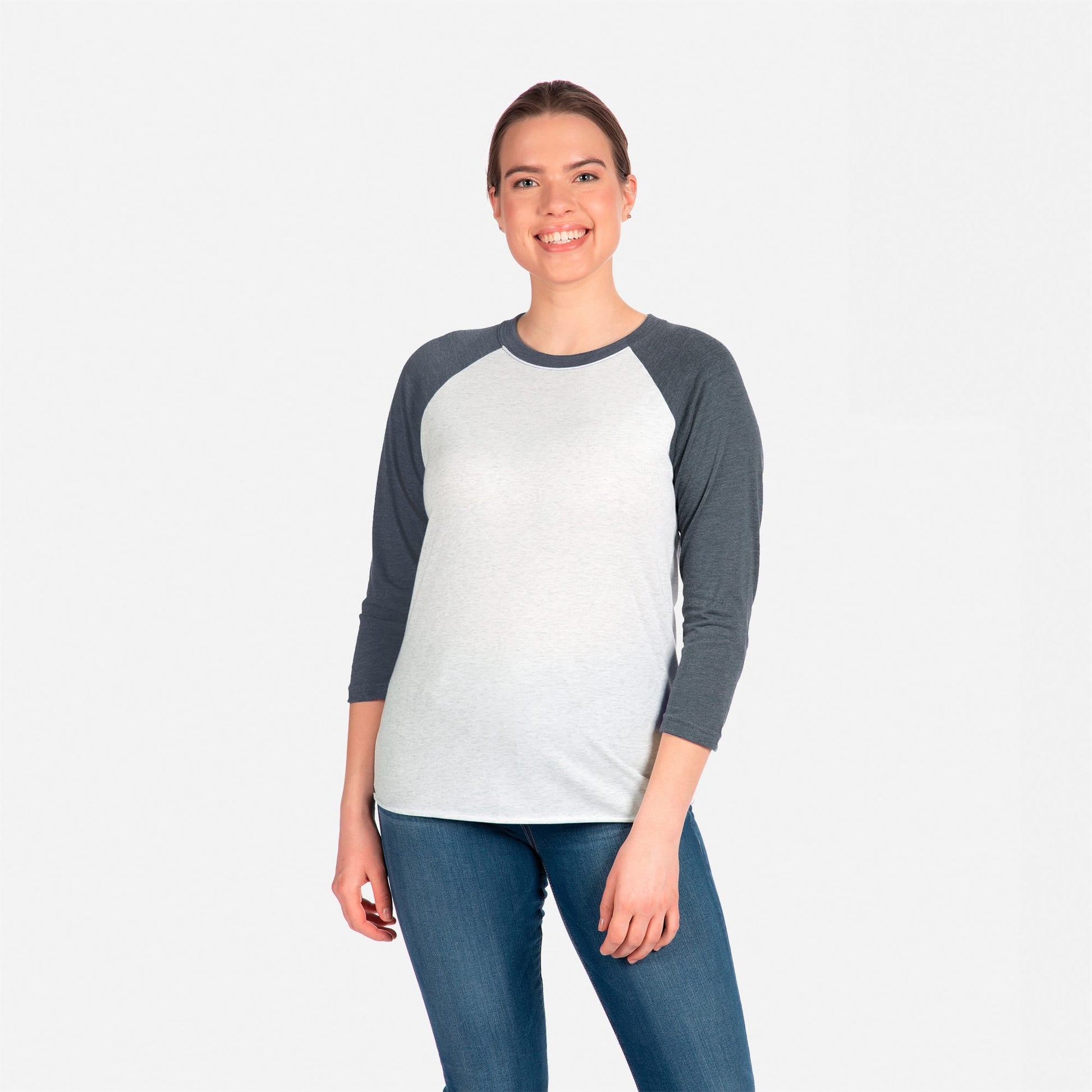 Tri-Blend 3/4 Raglan T-Shirt - Indigo / Heather White - The American Threads
