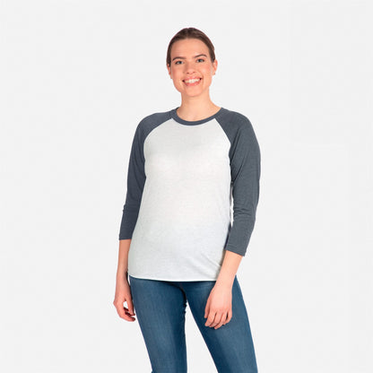 Tri-Blend 3/4 Raglan T-Shirt - Indigo / Heather White - The American Threads
