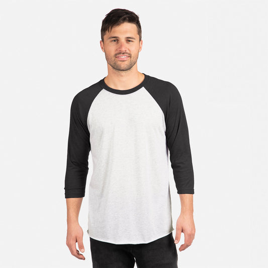 Tri-Blend 3/4 Raglan T-Shirt - Vintage Black / Heather White - The American Threads