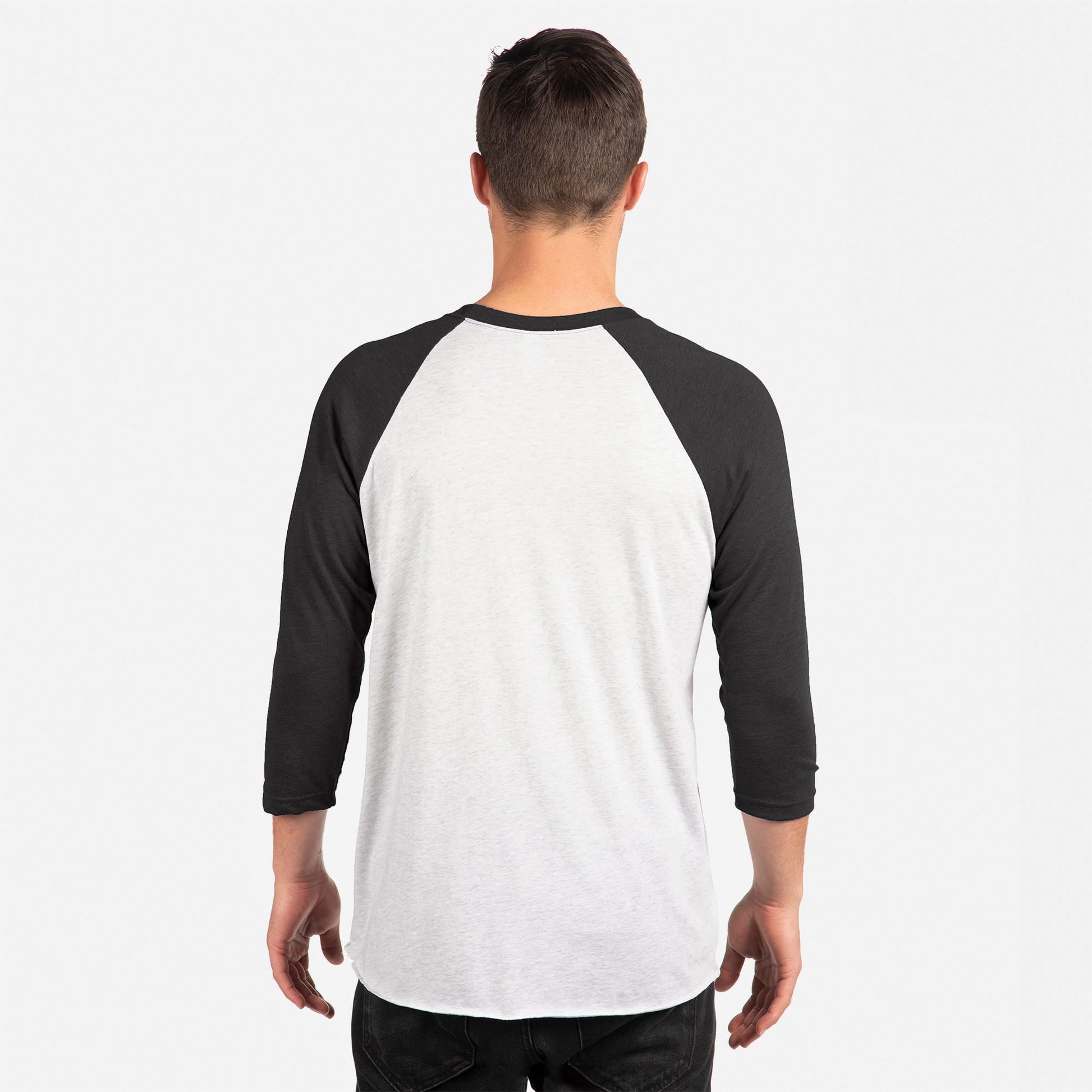 Tri-Blend 3/4 Raglan T-Shirt - Vintage Black / Heather White - The American Threads