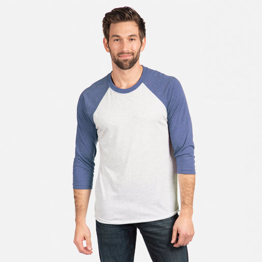 Tri-Blend 3/4 Raglan T-Shirt - Vintage Royal / Heather White - The American Threads