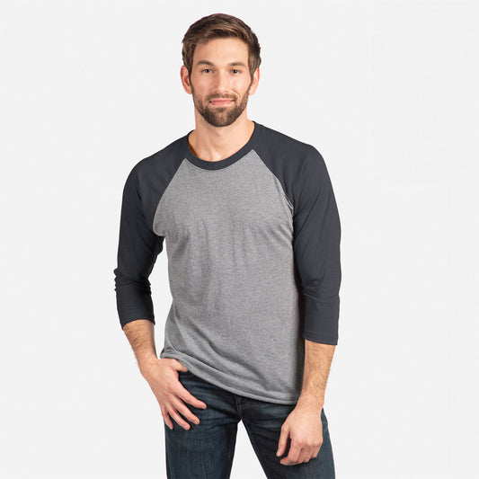 Tri-Blend 3/4 Raglan T-Shirt - Vintage Navy / Premium Heather - The American Threads