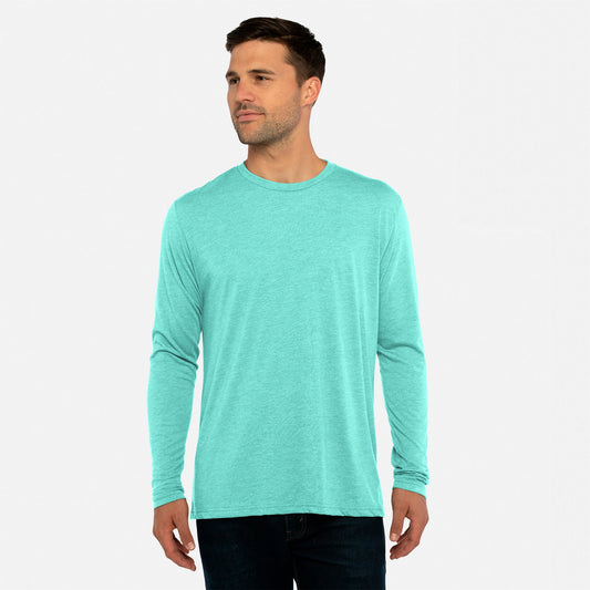 Tri-Blend Long Sleeve T-Shirt - Tahiti Blue - The American Threads