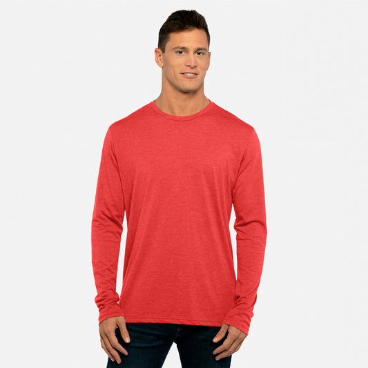 Tri-Blend Long Sleeve T-Shirt - Vintage Red - The American Threads