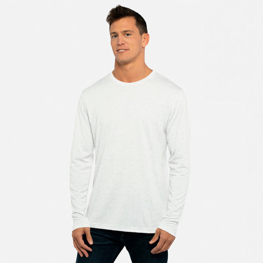 Tri-Blend Long Sleeve T-Shirt - Heather White - The American Threads
