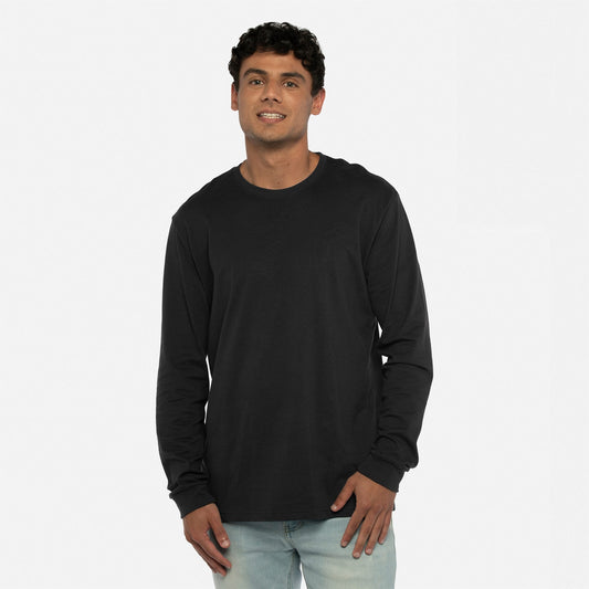 Sueded Long Sleeve T-Shirt - Black - The American Threads