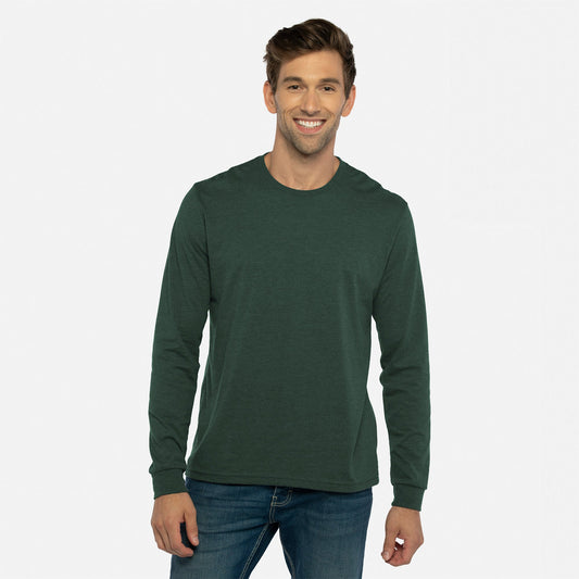 Sueded Long Sleeve T-Shirt - Heather Forest Green - The American Threads