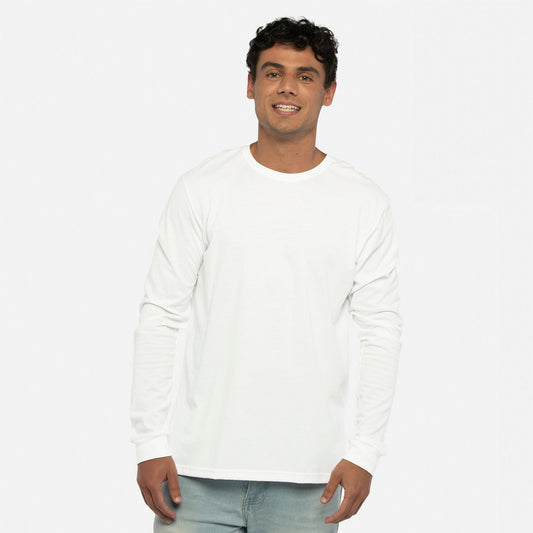 Sueded Long Sleeve T-Shirt - White - The American Threads