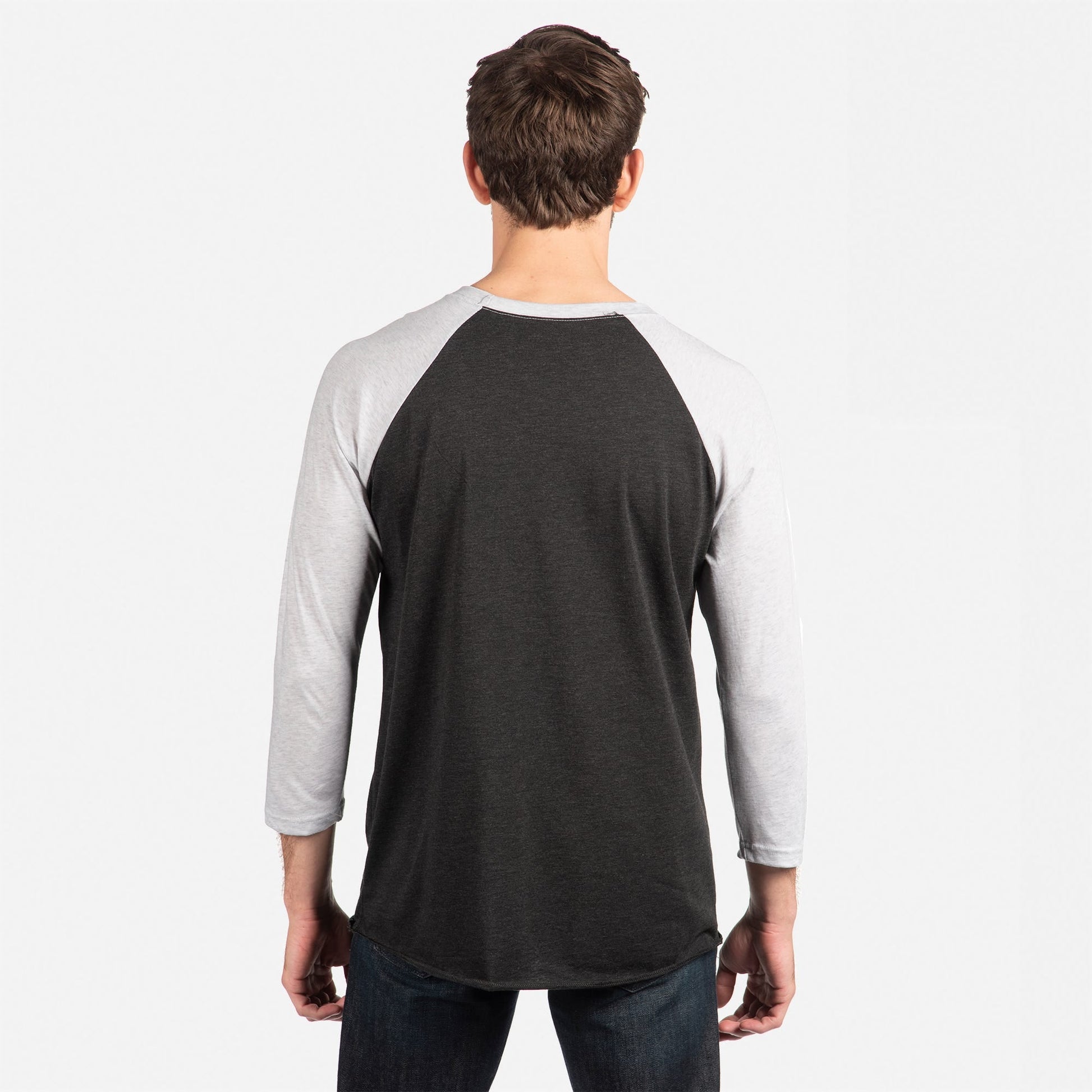 Tri-Blend 3/4 Raglan T-Shirt - Heather White / Vintage Black - The American Threads