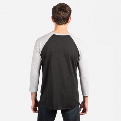 Tri-Blend 3/4 Raglan T-Shirt - Heather White / Vintage Black - The American Threads