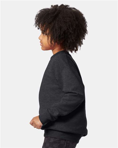 Youth EcoSmart Crewneck Sweatshirt — Kids [XS-XL] - Charcoal Heather - Side