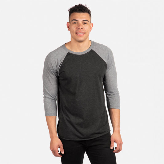 Tri-Blend 3/4 Raglan T-Shirt - Premium Heather / Vintage Black - The American Threads