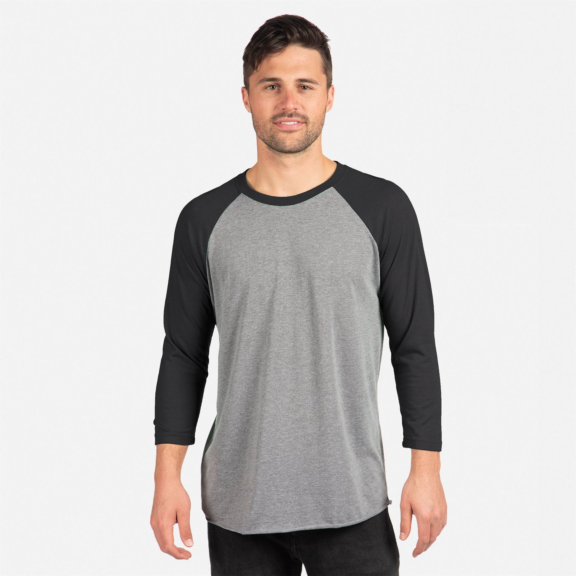 Tri-Blend 3/4 Raglan T-Shirt - Vintage Black / Premium Heather - The American Threads