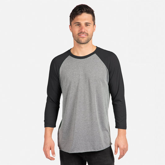 Tri-Blend 3/4 Raglan T-Shirt - Vintage Black / Premium Heather - The American Threads