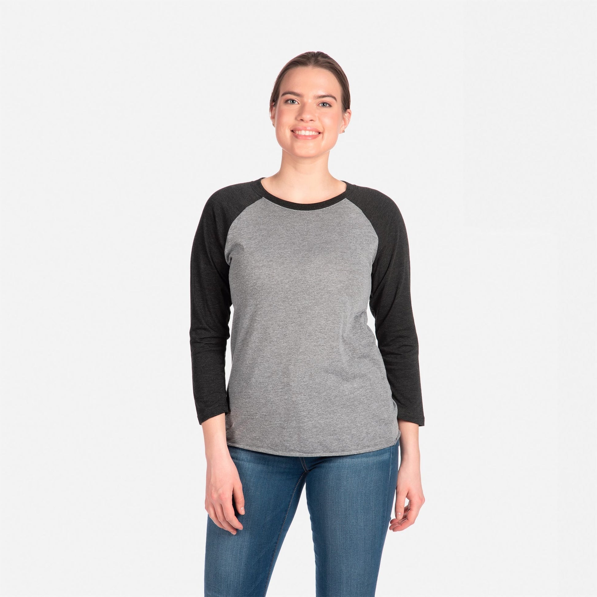Tri-Blend 3/4 Raglan T-Shirt - Vintage Black / Premium Heather - The American Threads