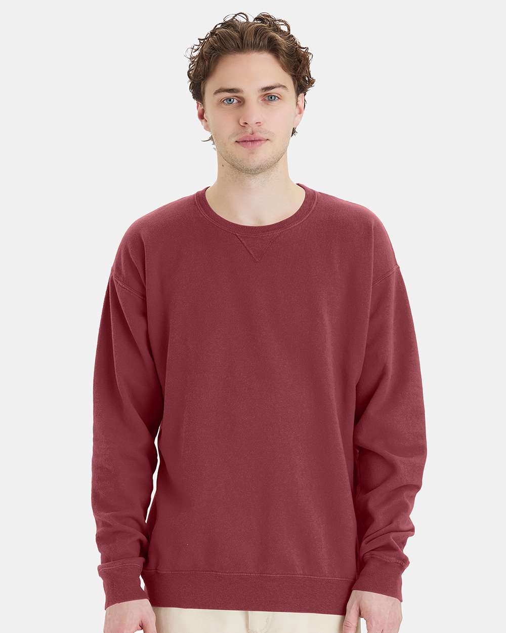 Garment-Dyed Crewneck Sweatshirt in Cayenne, front view