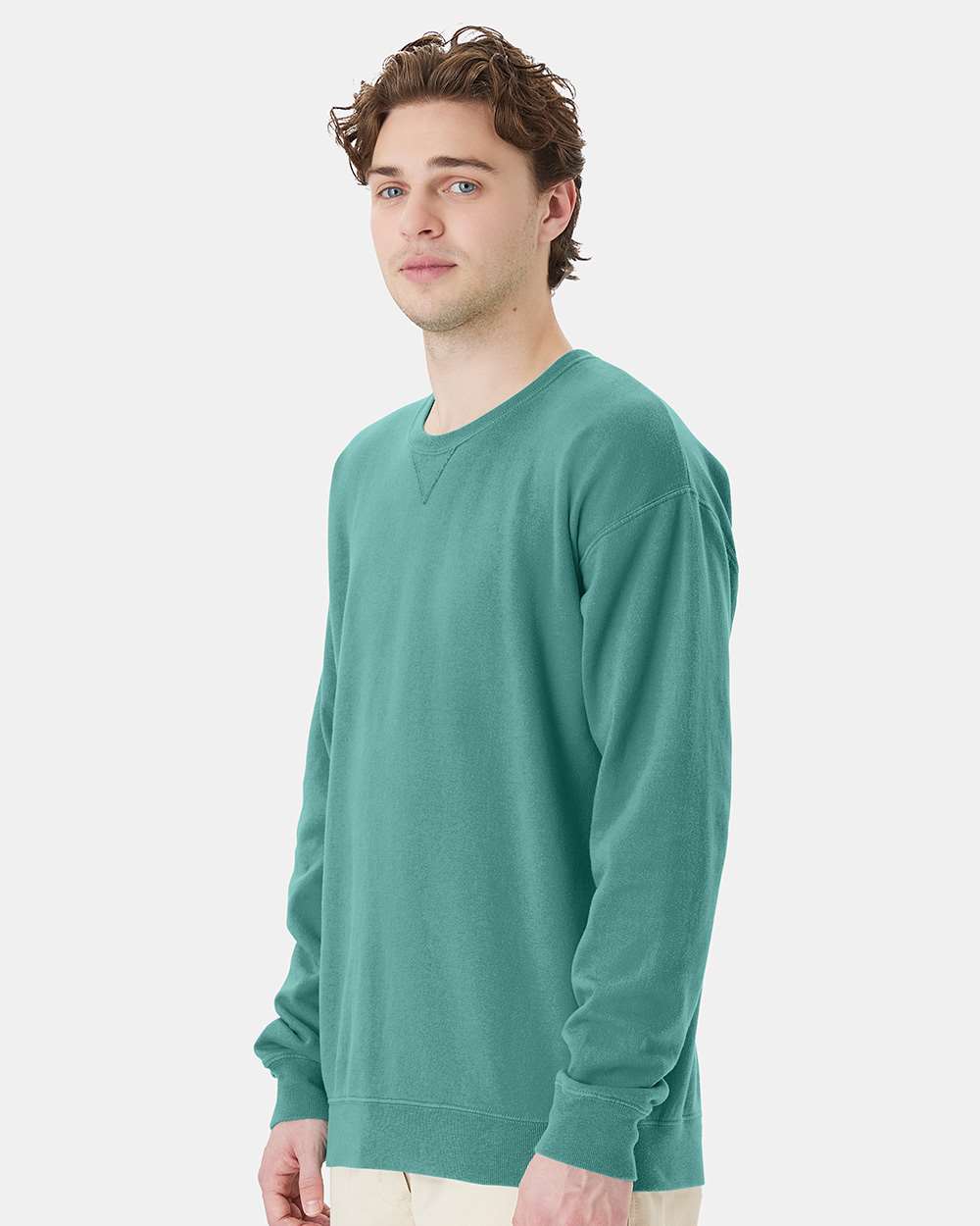 Unisex Garment-Dyed Crewneck Sweatshirt - Spanish Moss - S
