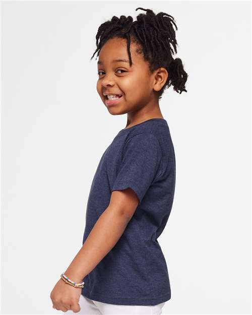 Toddler Fine Jersey T-Shirt — Soft Kids Tee [2T-5T] - Vintage True Navy - Side