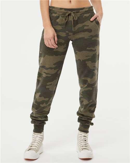 Independent Trading Co. PRM20PNT Women's Sweatpants - Forest Camo Heather - Front