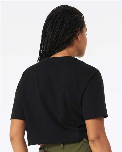 Bella + Canvas 6482 Women's Cropped Pullover Hoodie - Black - Back