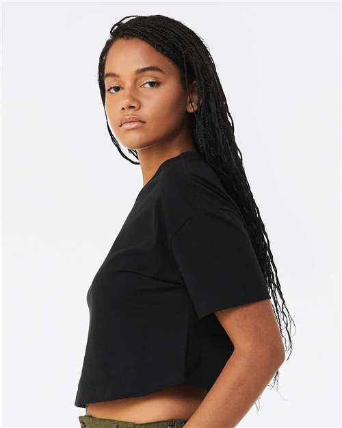 Bella + Canvas 6482 Women's Cropped Pullover Hoodie - Black - Side